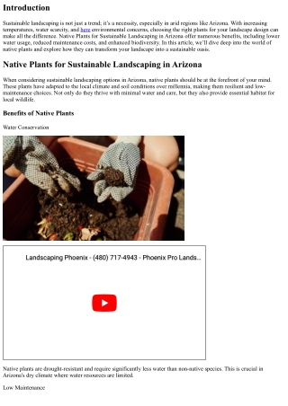 **Native Plants for Sustainable Landscaping in Arizona**
