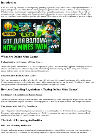 How Are Gambling Regulations Affecting Online Mine Games?