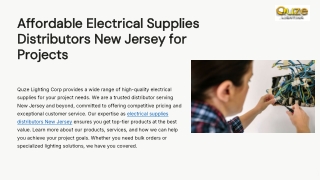 Affordable Electrical Supplies Distributors New Jersey for Projects