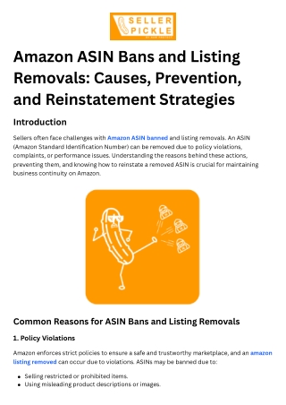 Amazon ASIN Bans and Listing Removals: Causes, Prevention, and Reinstatement Str