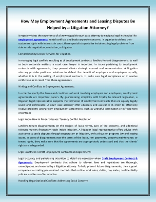 How May Employment Agreements and Leasing Disputes Be Helped by a Litigation Att