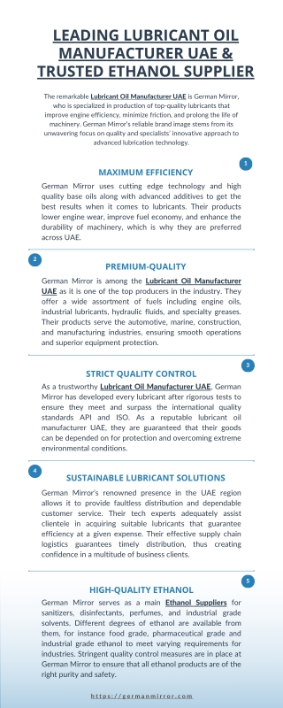 Leading Lubricant Oil Manufacturer UAE & Trusted Ethanol Supplier