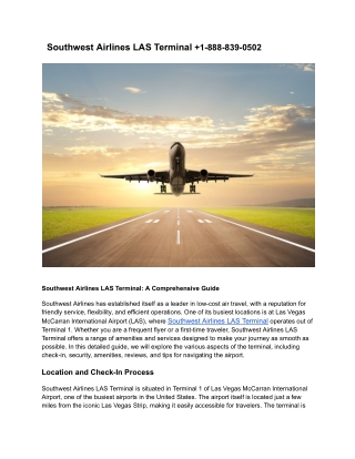 Southwest Airlines LAS Terminal  1-888-839-0502