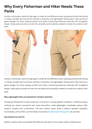 Why Every Fisherman and Hiker Needs These Pants