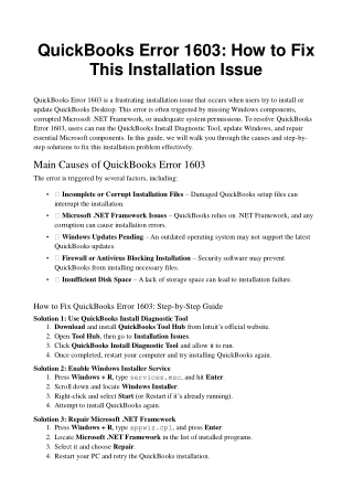 QuickBooks Error 1603: How to Fix This Installation Issue