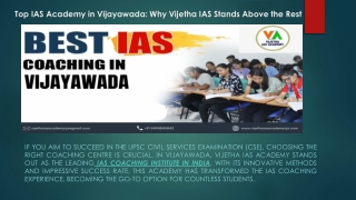 Top IAS Academy in Vijayawada: Why Vijetha IAS Stands Above the Rest
