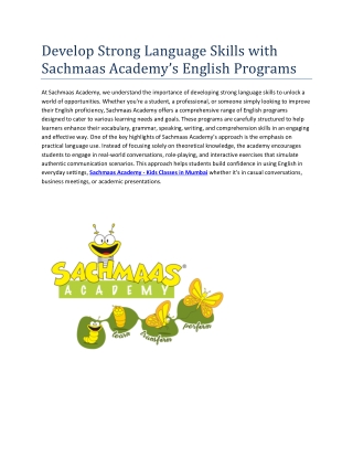Develop Strong Language Skills with Sachmaas Academy’s English Programs