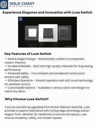 Experience Elegance and Innovation with Luxe Switch