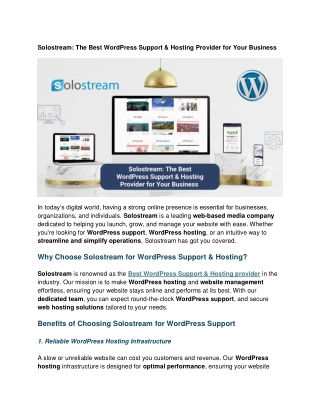 The Best WordPress Support & Hosting Provider for Your Business.