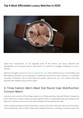 Top 5 Most Affordable Luxury Watches in 2025