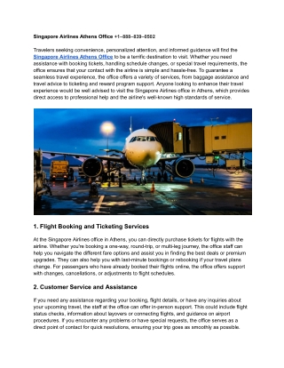 Singapore Airlines Athens Office  1–888–839–0502