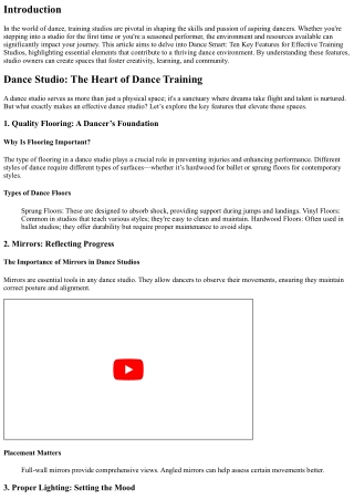 Dance Smart: Ten Key Features for Effective Training Studios
