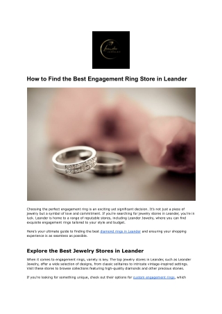 How to Find the Best Engagement Ring Store in Leander