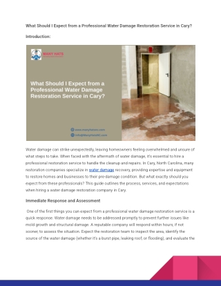 What Should I Expect from a Professional Water Damage Restoration Service in Cary_