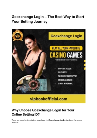 Goexchange Login – The Best Way to Start Your Betting Journey