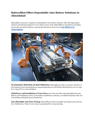 BatteryBhai Offers Dependable Auto Battery Solutions in Ahmedabad
