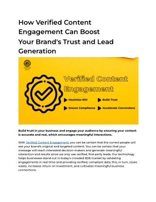 How Verified Content Engagement Can Boost Your Brand's Trust and Lead Generation