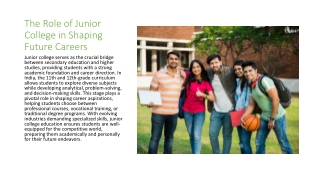 Building the Foundation - Importance of Junior College Education in India