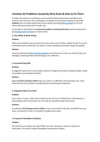 Common AC Problems Caused by Dirty Ducts & How to Fix Them