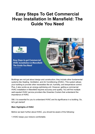 Easy Steps To Get Commercial Hvac Installation In Mansfield_ The Guide You Need