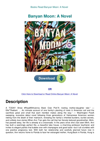 Books Read Banyan Moon A Novel