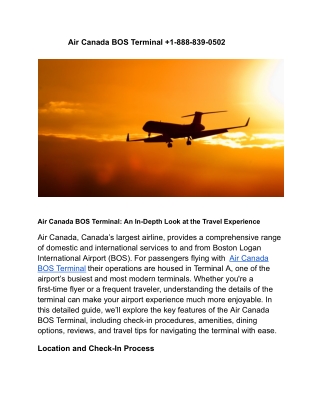 Air Canada BOS Terminal  1-888-839-0502