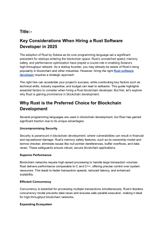 What to Look for When Hiring a Rust Software Developer in 2025?