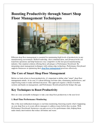 Boosting Productivity through Smart Shop Floor Management Techniques
