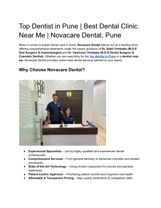 Top Dentist in Pune _ Best Dental Clinic Near Me _ Novacare Dental, Pune