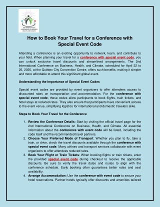 How to Book Your Travel for a Conference with Special Event Code