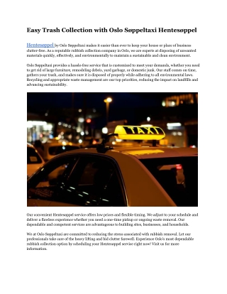 Easy Trash Collection with Oslo Søppeltaxi Hentesøppel