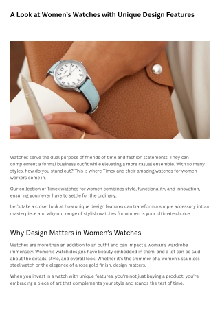 A Look at Women’s Watches with Unique Design Features