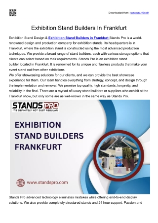 Exhibition Stand Builder In Frankfurt