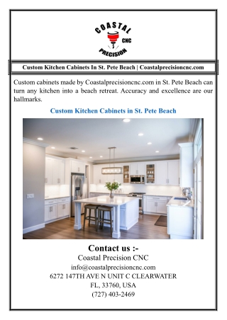 Custom Kitchen Cabinets In St. Pete Beach | Coastalprecisioncnc.com