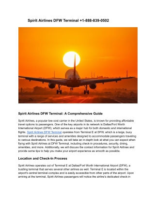 Spirit Airlines DFW Terminal  1-888-839-0502