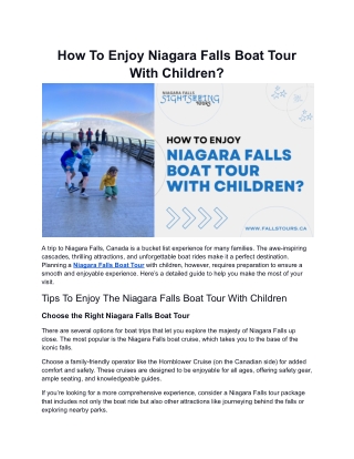 How To Enjoy Niagara Falls Boat Tour With Children?