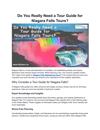 Do You Really Need a Tour Guide for Niagara Falls Tours?