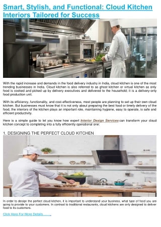 Smart, Stylish, and Functional: Cloud Kitchen Interiors Tailored for Success