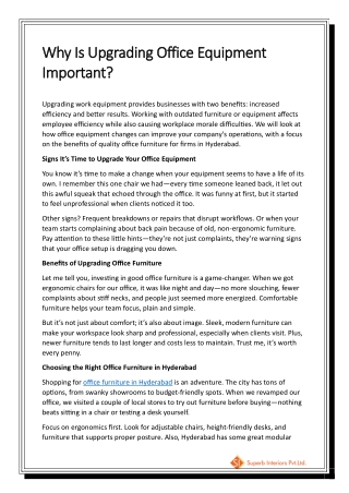Why Is Upgrading Office Equipment Important