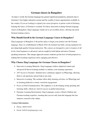 German classes in Bangalore