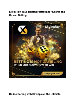 SkyInPlay Your Trusted Platform for Sports and Casino Betting