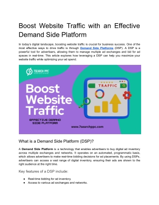 Boost Website Traffic with an Effective Demand Side Platform