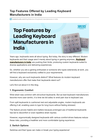 Top Features Offered by Leading Keyboard Manufacturers in India