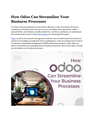 How Odoo Can Streamline Your Business Processes