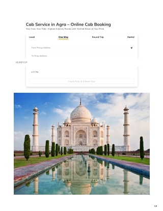 Cab Service In Agra | Top Taxi Service At 30% Discount