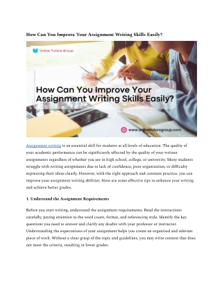 How Can You Improve Your Assignment Writing Skills Easily