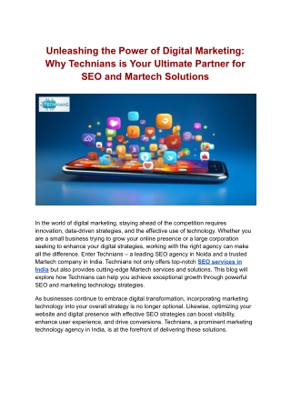 Elevate Your Online Presence with Technians' SEO Services in India
