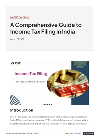 A Comprehensive Guide to Income Tax Filing in India
