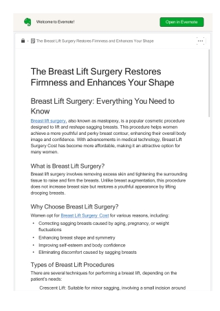 Firmer & younger-looking breasts with breast lift surgery