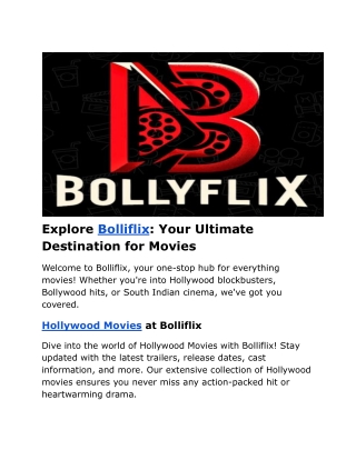 Bolliflix: Explore Hollywood, Bollywood, and South Indian Movies